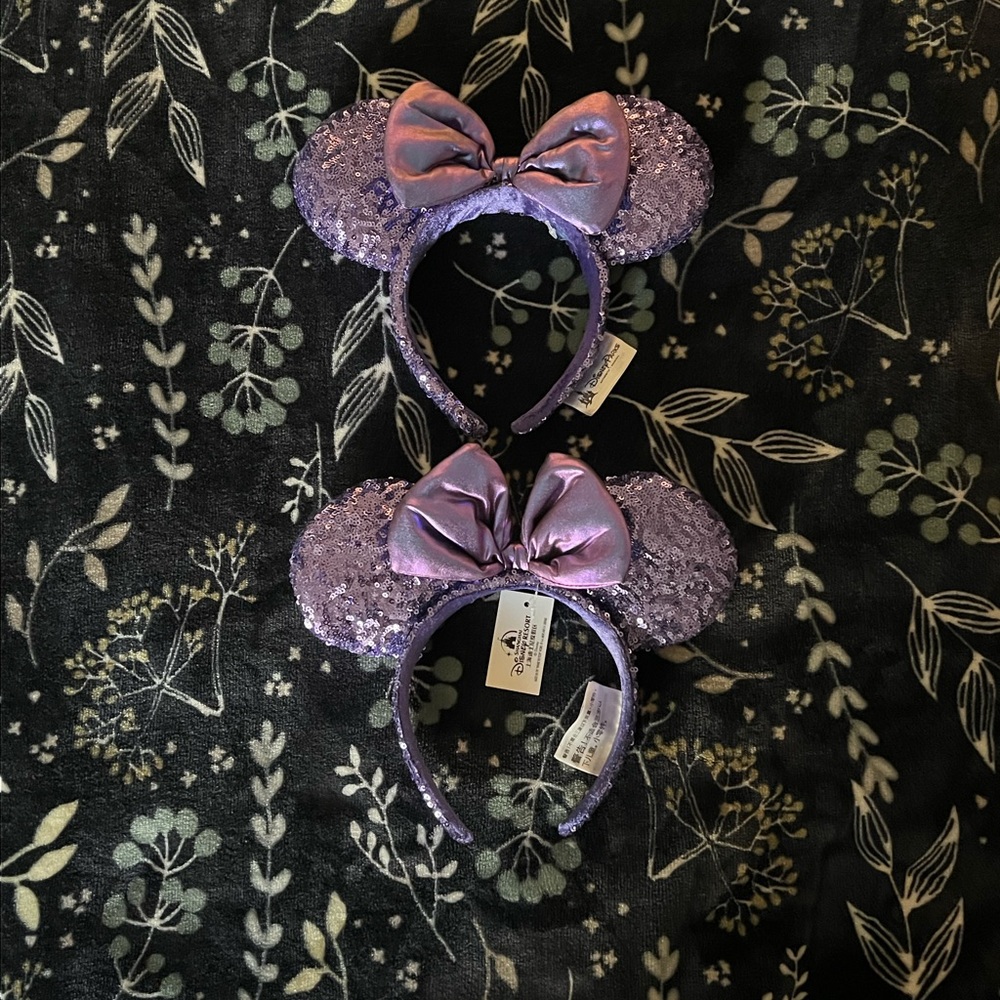 NWT. Two Purple Disney Parks Minnie Mouse Ears.